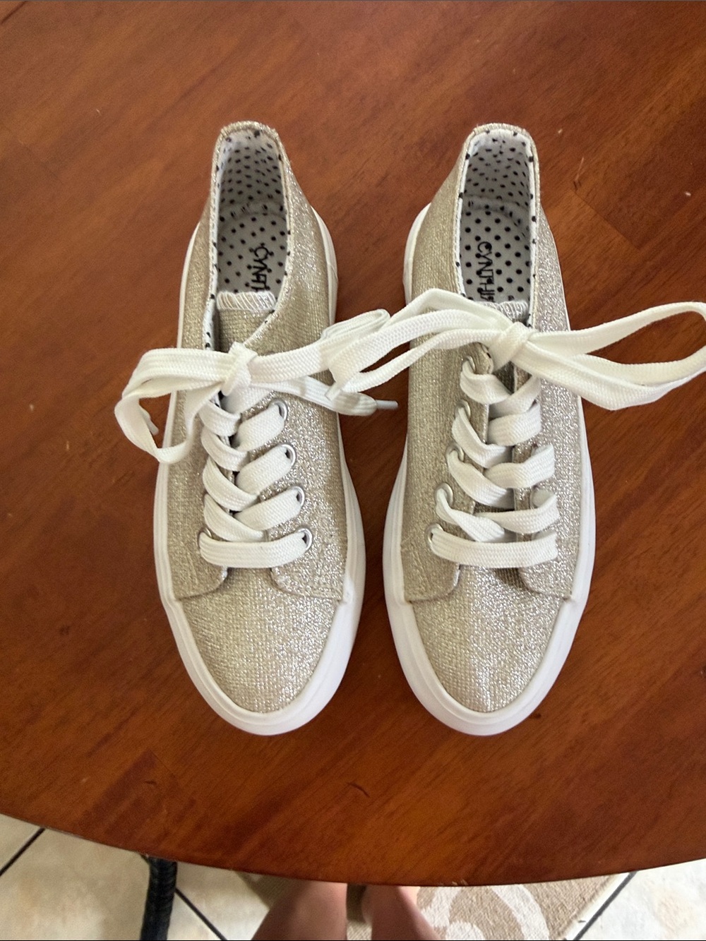 Cynthia Rowley Sparkle Lace-Up Sneakers - gold
